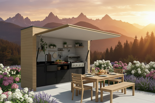 Bucătărie de exterior din lemn – 3,5 m | Lemntopia